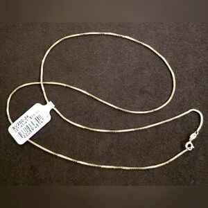 SILKY 24" GOLD PLATED STERLING SILVER BOX CHAIN NECKLACE - NEW W/TAG